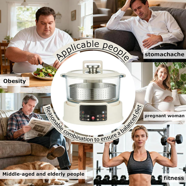 Low Sugar Rice Cooker - Multifunctional Low Carb Rice Cooke R with Auto-Lift Basket, Preset &Timer, Smart Glass Rice Cooker with Steaming, Boiling and Hotpot in One (White)8