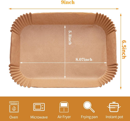Air Fryer Disposable Paper Liner, 100PCS Food Grade Parchment Liners for Ninja DZ201, Air Fryer Accessories Baking Paper (9 * 6,Thicken Natural)4