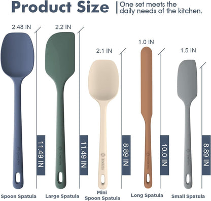 5 Pieces Silicone Spatula Set, Food Grade Rubber Spatula, Upgrade Strong Handle with Ergonomic Grip, Heat Resistant up to 600°F for Nonstick Cookware, Cooking2
