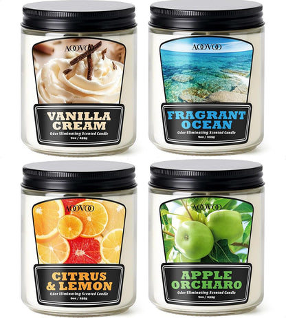 4 Pack Odor Eliminating Candle Set - 36 Oz Non Toxic Soy Candle1