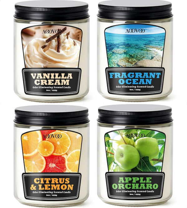 4 Pack Odor Eliminating Candle Set - 36 Oz Non Toxic Soy Candle1