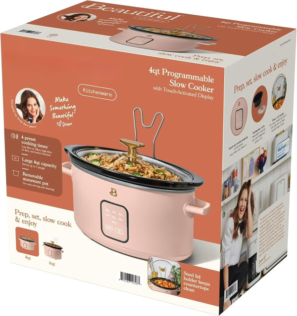 4 Quart Programmable Slow Cooker with Digital Touch Display, Locking Hinged Lid, Stoneware Pot, Auto Warm, Preset Cooking Times, Dishwasher Safe8