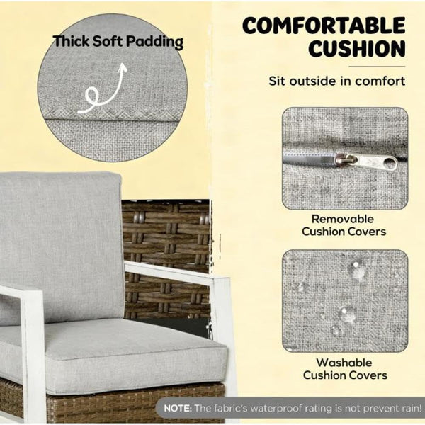 Outdoor Conversation Furniture Set with All-Weather Wicker and Powder-Coated Frame for Patio, Deck or Garden3