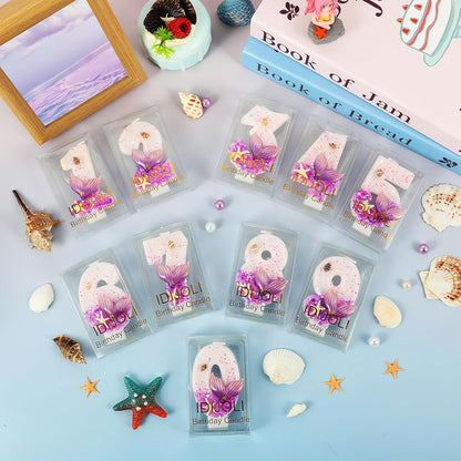 Purple Number 5 Candles Mermaid Birthday Candle 5Th Birthday Cake Topper Cupcake Decorations for Girls and Women Party Decor Anniversary Celebrations Supplies Favors5