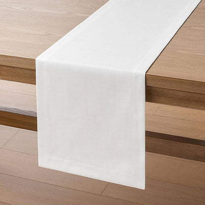 Linen Textured Border Table Runner, 14 X 72 Inch White7