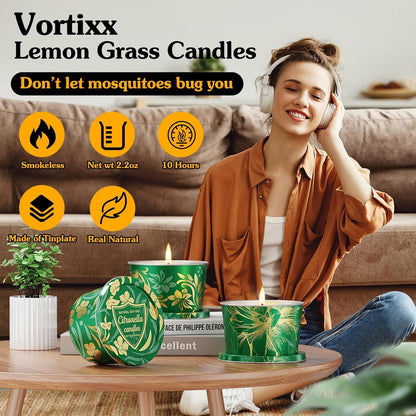 Citronella Candles Outdoor for Patio-3Pcs Natural Soy Wax Portable Citronella Oil Candles in Decorative Tins, Long Lasting Summer Essentials for Camping, Backyard BBQ, Gardening & Outdoor Dining4
