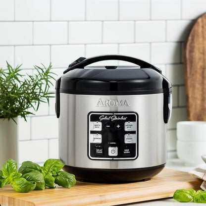 ® Select Stainless® Rice Cooker, 4-Cup (Uncooked) / 8-Cup (Cooked), 2 Qt, Stainless Steel Inner Pot, Multicooker, Steamer, Stainless Steel, ARC-914SBDS2