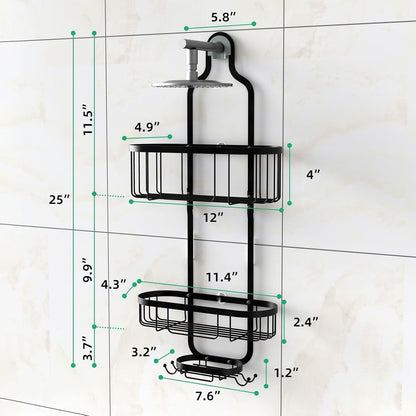Shower Caddy Hanging, Bathroom Shower Rack, Bathroom Organizer with Soap Dish, over the Showerhead Caddy with Hooks for Razor/Sponge, Black6
