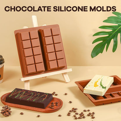 Dubai Chocolate Molds 1 Inch Deep, Silicone Chocolate Bar Mold – Non-Stick, Flexible, Large and Thick Homemade Chocolates, Candies, and Desserts - Set of 14