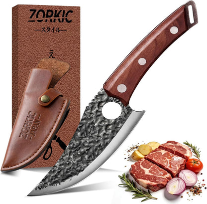Viking Knife, Butcher Knife Hand Forged Boning Knives, Japanese Paring Knives Kitchen Chopping for Meat Cutting Chefs Cleaver Camping Cooking, BBQ, Gifts for Men1