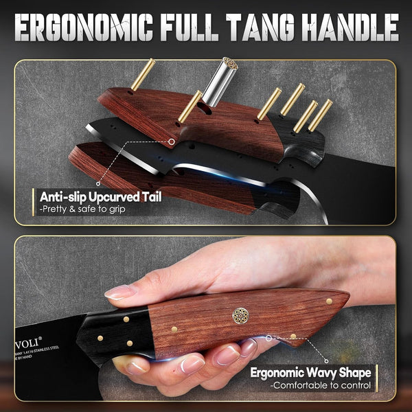 Kitchen Knife Set 3Pcs - Chef Knife Set with Full Tang Wooden Handle4