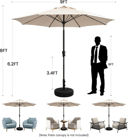 9 FT Patio Umbrella Outdoor Table Umbrella Fiberglass Frame Beige | 9 FT Fiberglass Frame, Crank & Tilt, 8 Ribs, 180G UV50+ Canopy. Wind Fade Resistant. Suitable for Patio, Deck, Pool, Garden.7