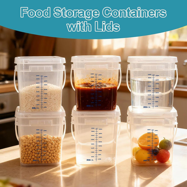 1 Gallon Food Storage Buckets with Lids, 3300Ml Scale, 2-Pack4