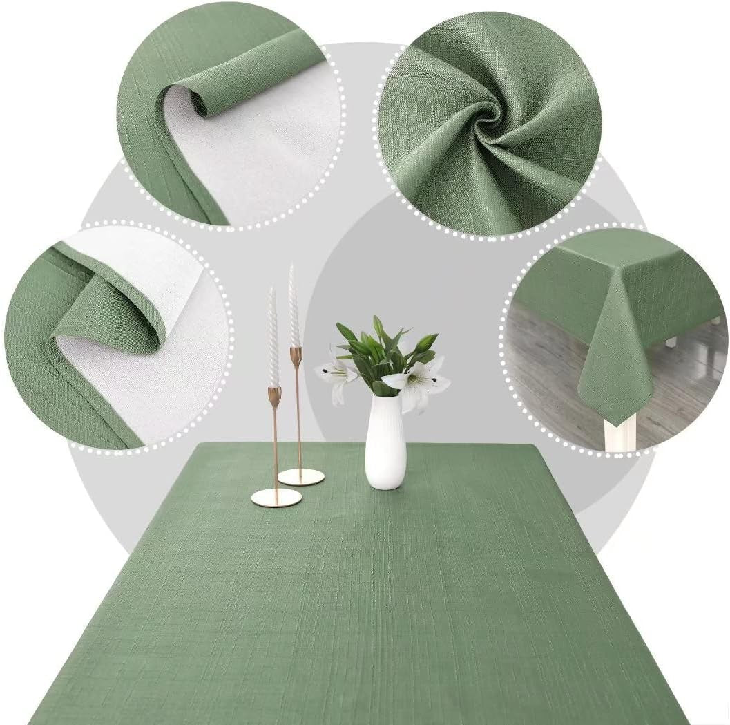 faux-linen-rectangle-tablecloth-waterproof-and-washable-slubby-textured-weaves-table-cloth-indoor-outdoor-table-cover-for-kitchen-party-and-banquets-green-58-x-84-inch