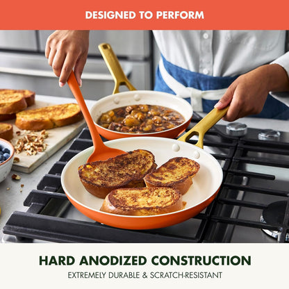 Nonstick Reserve Pro 10” & 12” Frying Pan Set, NSF Certified Ceramic, Hard Anodized Pfas-Free Skillets, Stainless Steel Handles, Oven & Dishwasher Safe, Harvest Orange5