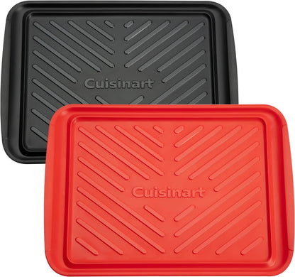 Grilling Prep and Serving Tray, Dishwasher-Safe, 2-Pc Nesting Set | 17-In X 10.5-In Food Tray Set for Prepping and Serving, Shatter-Resistant Melamine Design Fits 6 Burgers, CPK-2001