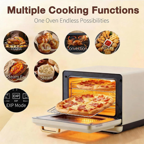 Toaster Air Fryer Oven Combo, Countertop Convection Cooker with Bake & Fry, 1.2 Cu.Ft Large Capacity Combi Steam Oven, 32 Preset Recipes, Smart Touch Precise Temp Control, Multi-Stage CT7665
