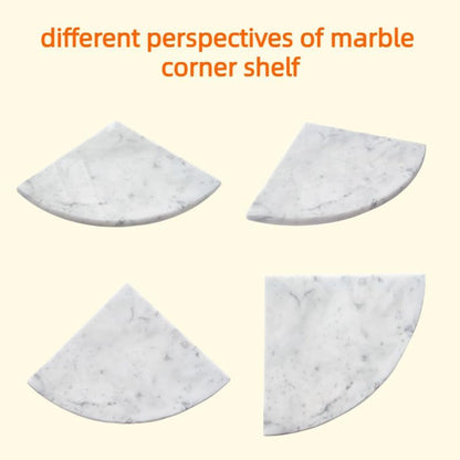2 Pcs Marble Shower Corner Shelf for Bathroom, 9 Inch X 9Inch Gray Veins and Soft White Marble Corner Shelves for Bath Wall Mounted Both Side Polished8