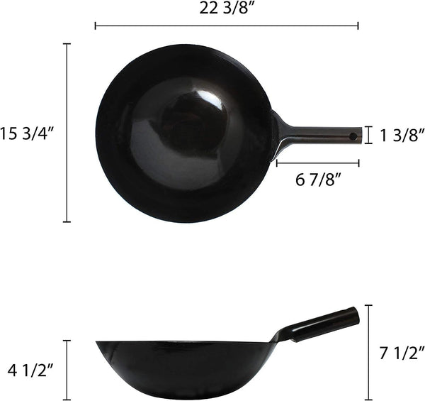 '- 16-Inch Iron Wok Made in Taiwan-Traditional Stir Fry Pan for Chinese Japanese & Cantonese Cooking Large Wok for Stir-Frying Frying5