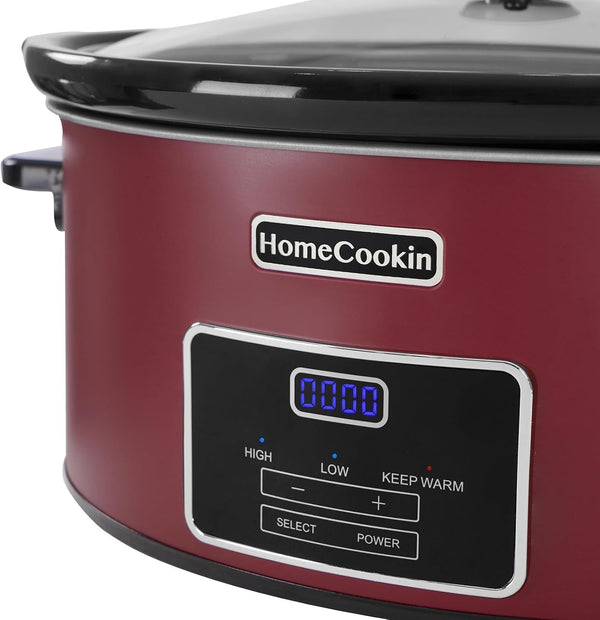 8 Quart Programmable Slow Cooker, Kitchen Appliances, Perfect Kitchen Small Appliance for Family Dinners, Red Stainless Steel2