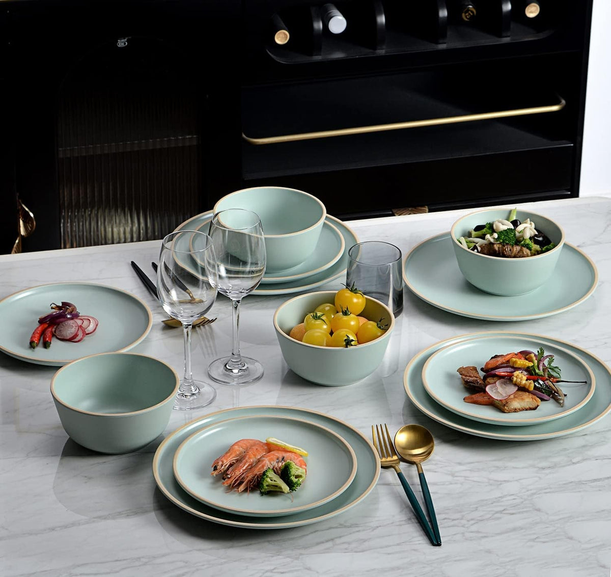 melamine-dinnerware-sets-plates-and-bowls-sets-12-pcs-melamine-plates-dish-set-for-4-unbreakable-dinnerware-set-for-party-bpa-free-suitable-indoors-and-outdoors-mint-green