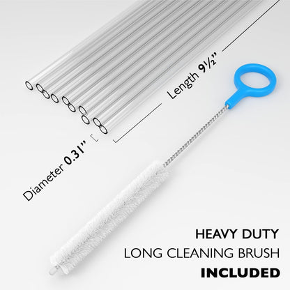 10 Long Clear Straws - Hard Clear Plastic Reusable Drinking Straws + Sturdy Cleaning Brush - for Tumblers, Mason Jars, Milkshakes and Smoothies - Dishwasher Safe BPA Free2