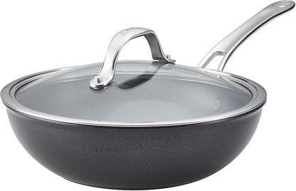 X Seartech Aluminum Nonstick Cookware Stir Fry Wok with Lid, 10-Inch, Super Dark Gray1