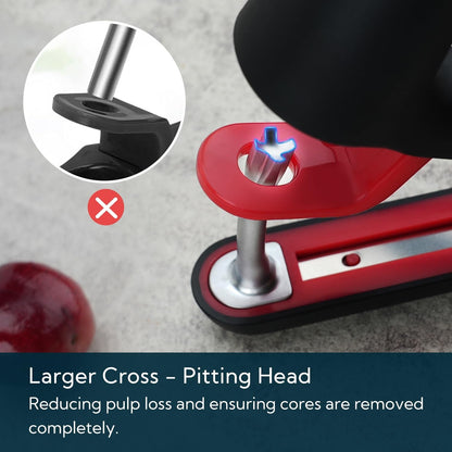 Cherry Pitter Tool, Cherry Core Remover | Larger Cross-Pitting Head, Safety Lock, Non-Slip Soft-Touch Handle, Dishwasher Safe2