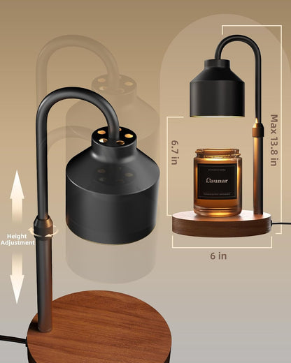 Electric Candle Warmer Lamp Black, Candle Lamp Warmer with Timer, Wax Warmer Lamp for Jar Candles, Adjustable Height Candle Light Warmer with 2 Bulbs3