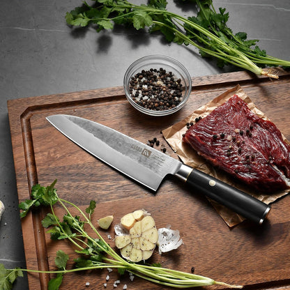 Chef Knife 7 Inch Kitchen Knife Razor Sharp Santoku Knife - 7Cr17Mov Japanese Chefs Knife, Gift for Her Him5