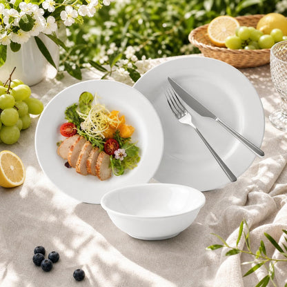 Melamine Dinnerware Sets-12 Pcs Dinner Dishes Set for 4,White Melamine Dinner Plates Set of 12,Rv White Plates Set, Kitchen Plates and Bowls Set,Dishwasher Safe, Unbreakable,Lightweight5
