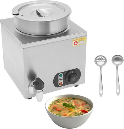 7.4Qt Nacho Cheese Dispenser with 86-185℉ Adjustable Electric Soup Warmer | Includes 2 Spoons | 300W Even Heating | Sealed Lid W/ Handle | Non-Slip | Dry-Burn Protection | Large Capacity | No Assembly1