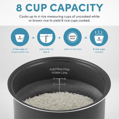Housewares ARC-994SB Rice & Grain Cooker Slow Cook, Steam, Oatmeal, Risotto, 8-Cup Cooked/4-Cup Uncooked/2Qt, Stainless Steel5