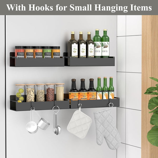 4 Pack Magnetic Spice Rack Organizer for Refrigerator and Oven, Black Fridge Organizers and Storage for Kitchen2