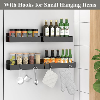 4 Pack Magnetic Spice Rack Organizer for Refrigerator and Oven, Black Fridge Organizers and Storage for Kitchen2