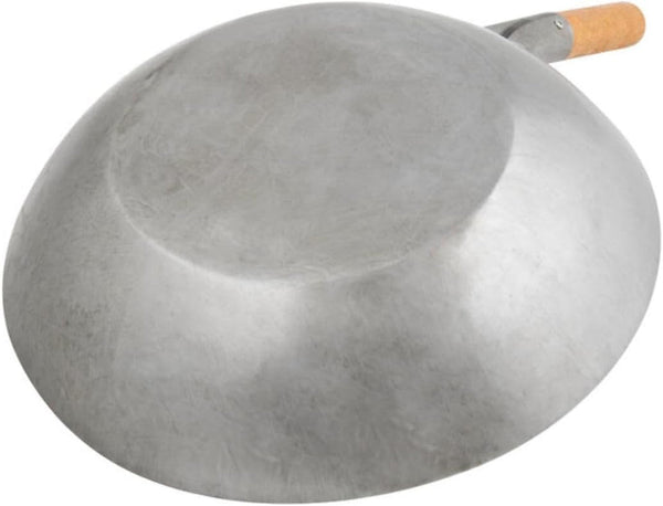 '- 14” Carbon Steel Wok Pan Flat Bottom with Wooden Handle- Chinese Wok Pan Stir-Fry Pans Cookware Saute Pan Ideal for Stovetop Cooking4