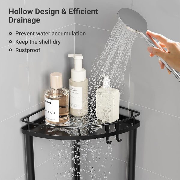 Corner Shower Caddy Standing, 3 Tier Metal Shower Organizer, Black6