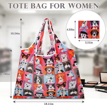Reusable Grocery Bags Foldable Polyester, Cute Reusable Shopping Bags for Women Large Heavy Duty, Machine Washable2