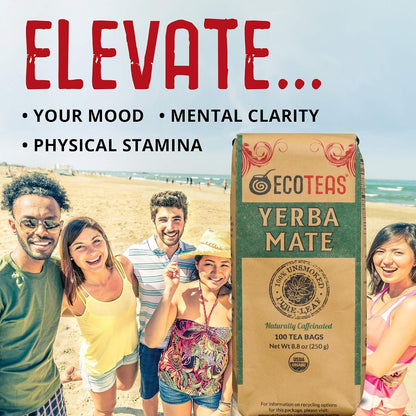 Organic Yerba Mate Tea Bags Unsmoked 100 Count 8.8 Oz Pack of 1 | Organic Unsmoked Yerba Mate 100 Bulk Bags, USDA Organic Kosher Non-Gmo Gluten Free, Low Acid Smooth Natural Caffeine5