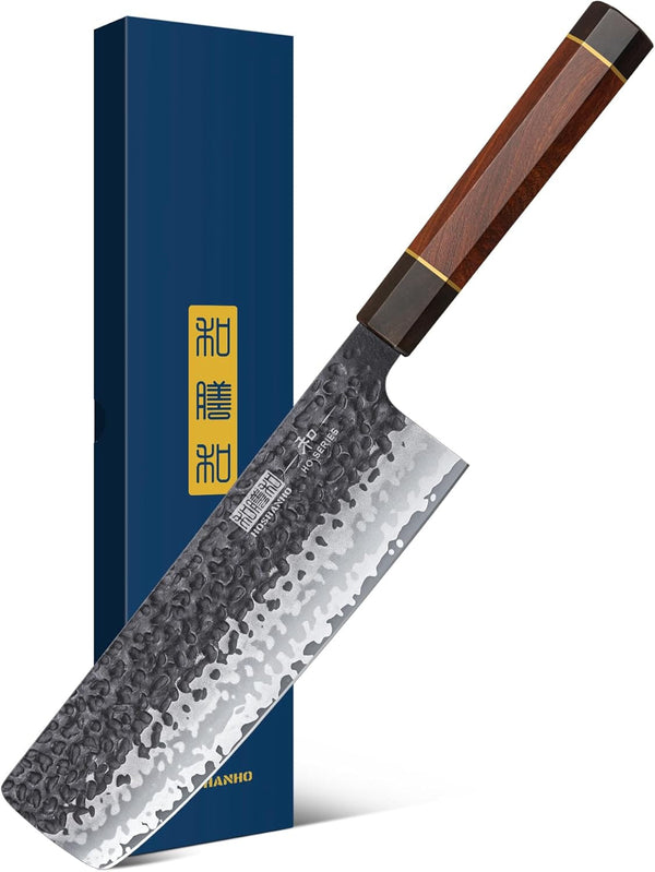7" Nakiri Knife, Handcrafted Razor Sharp Meat Vegetable Cleaver1