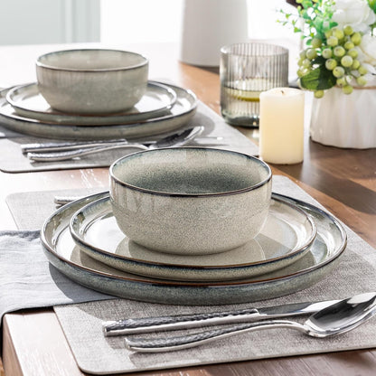 Dinnerware Sets for 6, 18 Pieces Ceramic Plates and Bowls Set6
