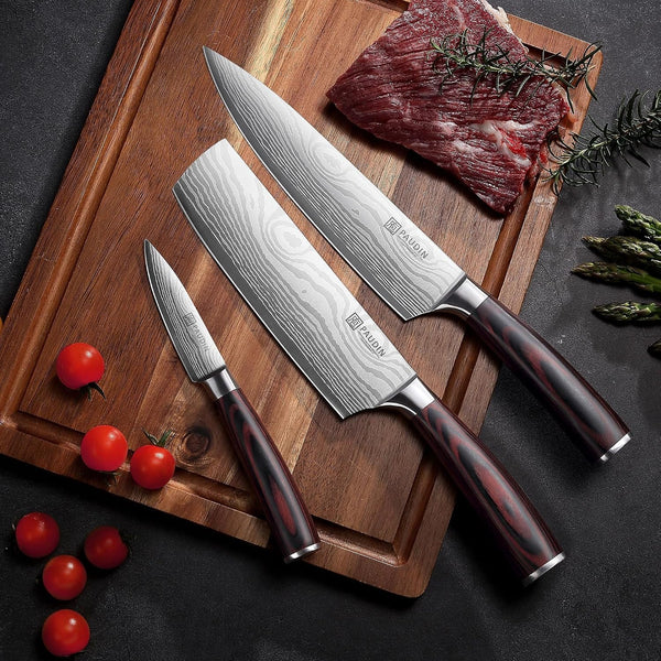 Kitchen Knife Set, 3 Piece High Carbon Stainless Steel Professional Chef Knife Set with Ultra Sharp Blade & Wooden Handle (Kitchen Knife Set 3 Pcs)6