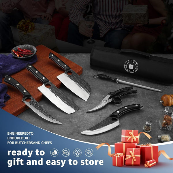 Professional Butcher Knife Set - 7 PCS Hand Forged BBQ Knife Sets4