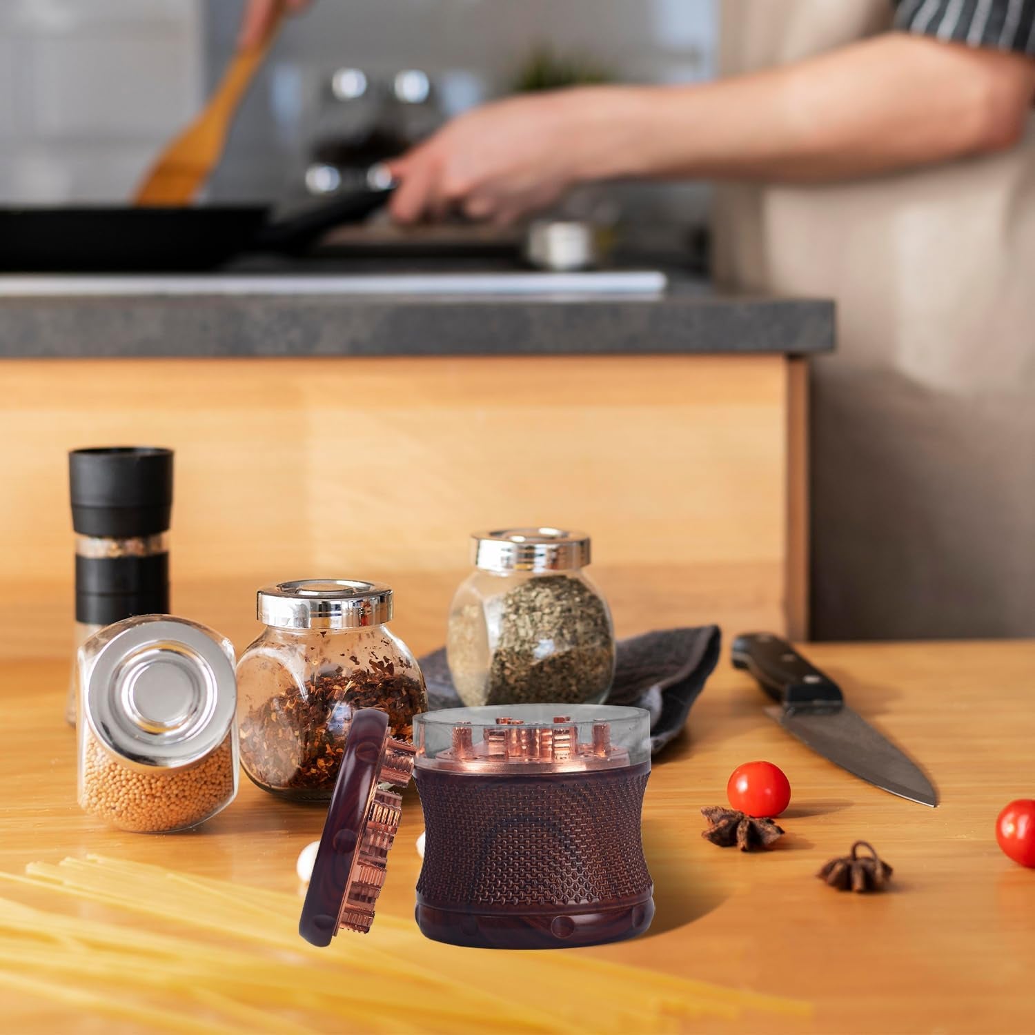 manual-kitchen-spice-grinder-aluminum-seasoning-grinder-for-pepper-chili-rosemary-dried-culinary-spices-durable-metal-construction-compact-kitchen-tool-dark-brown