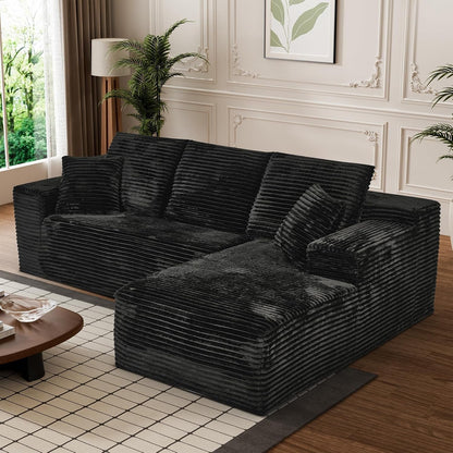 108" Boneless Couches for Living Room, L Shaped Comfy Cloud Modular Sectional Memory Foam Deep Seat Boneless Couch, No Assembly Required Boneless Sofa for Living Room with Right Facing Chaise, Black1