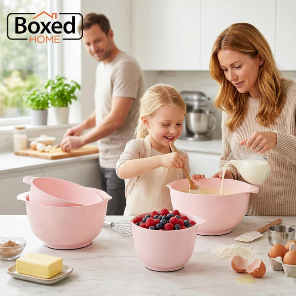 Mixing Bowls Set of 4, BPA Free Plastic,Microwave Safe, Pink8