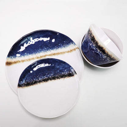 12-Piece Melamine Dinnerware Set for 4, Blue Ombre Plates and Bowls7