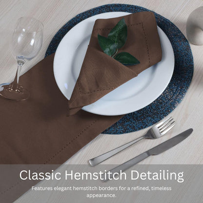 100% Cotton Solid Cloth Dinner Napkins - 18X18 Inch with Hemstitch & Mitered Corners - Soft, Reusable & Washable for Everyday Use & Special Occasions Christmas - Set of 6 Chocolate Brown5