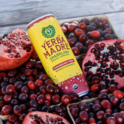 Yerba Madre Organic Sparkling Yerba Mate, Cranberry Pom, 115Mg Natural Plant Based Caffeine, Smooth Energy & Focus, Carbonated, 12Oz Cans (Pack of 12) (Packaging May Vary)5