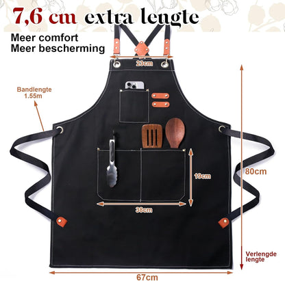 Chef Cotton Canvas Apron for Men Women with Pockets | Cross Back Design-Comfortable Apron for Cooking BBQ Baking Gardening Kitchen Barber Woodworking Grilling Crafting5